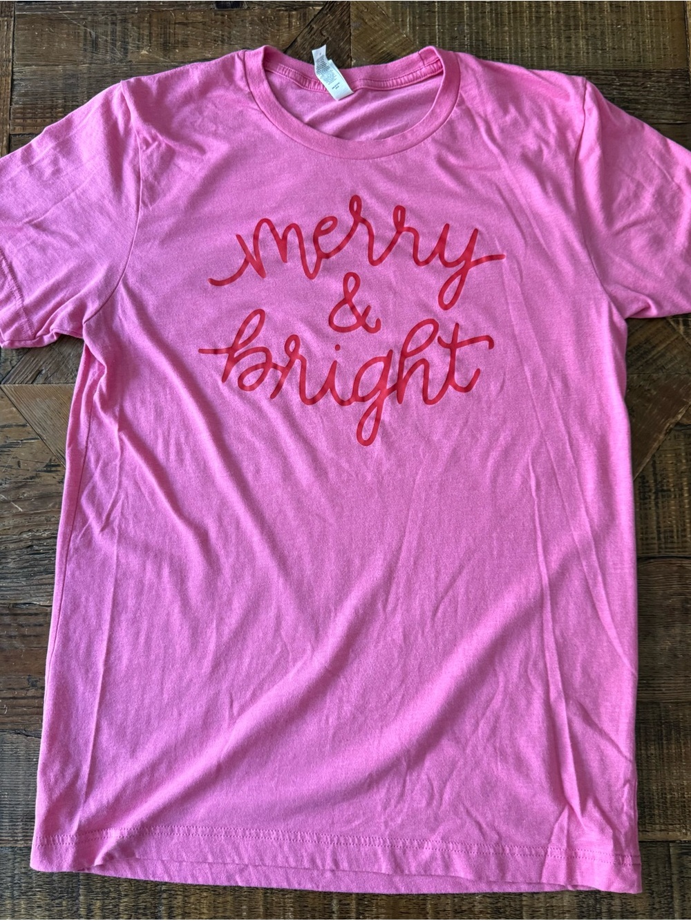 Merry & Bright Pink T-Shirt Size Medium Bella Canvas